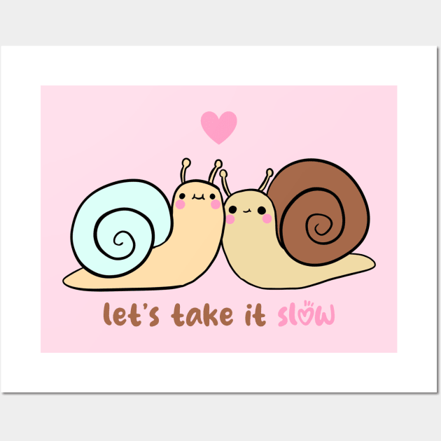 Let's take it slow a cute snail couple Wall Art by Yarafantasyart